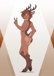 2025 alternate_species andromorph_(lore) anthro antlers artist_name biped black_antlers black_fingernails black_hooves black_horn black_nails brown_body brown_countershading brown_fur brown_hair butt cheek_tuft closed_smile cloven_hooves colored_nails countershade_butt countershade_ears countershade_face countershade_fur countershade_neck countershade_tail countershade_torso countershading dated deer dewclaw_hooves digital_drawing_(artwork) digital_media_(artwork) eye_through_hair eyebrow_through_hair eyebrows facial_tuft fingernails fingers flat_colors full-length_portrait fur gesture green_eyes hair hand_gesture hand_on_butt hand_on_own_butt hi_res hooves horn inner_ear_fluff leg_markings looking_at_viewer looking_back looking_back_at_viewer male mammal markings mouth_closed nails new_world_deer nude portrait pose pupils raised_tail rear_view reindeer scut_tail short_hair short_tail shoulder_blades simple_background slim slim_anthro slim_male slit_pupils smile snout socks_(marking) solo standing tail terra_(terrathewizard) terrathewizard text three-quarter_view translucent translucent_hair tuft underhoof unguligrade v_sign white_background