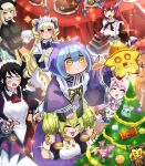  6+girls absurdres apron black_hair black_tail black_wings blonde_hair blue_eyes blue_hair blue_kimono blush breasts cake candle candlestand chamber_dragonmaid chocolate_cake christmas christmas_ornaments christmas_tree coin decorating_christmas_tree dragon_girl dragon_horns dragon_tail dragon_wings duel_monster eastern_dragon_horns eldlich_the_golden_lord food glasses green_eyes green_hair hair_between_eyes hatano_kiyoshi highres holding holding_plate horns house_dragonmaid japanese_clothes kimono kitchen_dragonmaid lace-trimmed_apron lace_trim lady's_dragonmaid large_breasts laundry_dragonmaid long_hair long_sidelocks magic_cylinder maid maid_apron maid_headdress medium_hair mixed_maids multicolored_hair multiple_girls mystic_tomato nurse_dragonmaid on_shoulder open_mouth parlor_dragonmaid performapal_kuribohble pink_hair pink_tail plate purple_eyes purple_hair purple_ribbon purple_tail rectangular_eyewear red_hair red_tail ribbon seiyaryu short_hair sidelocks snow_rabbit snowman_eater sparkle sweat tail tinsel tree_ornament turkey_(food) twintails two-tone_hair wa_maid wide_sleeves windwitch_-_diamond_bell wings yellow_eyes yu-gi-oh! 