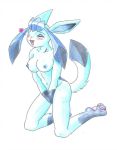  &lt;3 3_toes anthro areola biped blue_ears blue_fur blue_tail breasts covering covering_self dipstick_tail eeveelution female fur glaceon gloves_(marking) kneeling long_ears low_res markings multicolored_fur multicolored_tail nintendo nipples nude one_eye_closed pawpads pitch-black-crow pok&eacute;mon pok&eacute;mon_(species) pok&eacute;morph simple_background socks_(marking) solo toes traditional_media_(artwork) two_tone_fur two_tone_tail video_games white_background wink 