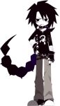  bandaged_arm bandages black_eyes black_hair black_nails black_shoes cigarette colored_skin fingerless_gloves funamusea funamusea_(artist) gloves long_hair nail_polish official_art parted_bangs poison_bugs ponytail scor_(funamusea) scorpion scorpion_tail shirt shoes smoking solo tail white_background 
