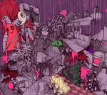  balloon bed blood candle cape cat checkered checkered_floor expressionless faceless glowing glowing_eyes hat instrument knife kyukkyu-kun lantern looking_away mado_(mukade_tou) madotsuki piano railroad_tracks stairs surreal tokuto-kun train_interior upside-down witch_hat yume_nikki 