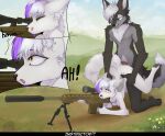  absurd_res anthro arctic_fox canid canine duo ember_(nightdancer) female fox genitals gun hi_res male male/female mammal nightdancer_(character) penetration penis ranged_weapon rifle sex sniper_rifle temmears true_fox weapon 