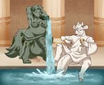 algae animal_genitalia animal_penis anthro antlers areola balls barnacles_on_body bath bathhouse belly bench big_balls big_belly big_breasts big_penis breasts canid canine canis casual_nudity chest_tuft clothed clothing container cup deer duo equine_genitalia equine_penis flaccid flared_penis fluffy fluffy_tail food fruit genitals goblet gold_(metal) gold_jewelry grape greek greek_clothing gynomorph heavy_balls hi_res holding_vase hooves horn huge_balls huge_penis hyper hyper_balls hyper_genitalia hyper_penis intersex intersex/male jewelry laurel_wreath lilithdog long_penis male mammal marble marble_statue medial_ring mismatched_genitalia mismatched_penis monotone_body moredeer neck_tuft nipples nude overweight overweight_intersex partially_clothed penis plant pool pouring pouring_water robe sculpture sitting slightly_chubby slightly_chubby_intersex smile smug statue tail toga tuft vase water wide_hips wolf zairuz