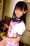  apron asian cooking food hello_kitty japanese photo school_uniform schoolgirl schoolsuit smile 