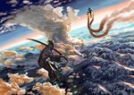  copyright_request duel epic flying jetpack matsuyuya mountain no_humans scenery sword weapon 