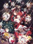  2girls alternate_costume animal_ears bird_wings boots bound bound_wrists bow braid breasts brown_hair cat_ears cat_tail christmas cleavage commentary_request dress elbow_gloves extra_ears feathered_wings fur-trimmed_boots fur-trimmed_dress fur-trimmed_gloves fur-trimmed_headwear fur_trim garter_straps gloves green_bow green_dress hair_bow hat kaenbyou_rin long_hair looking_at_viewer multiple_girls multiple_tails nekomata open_mouth red_boots red_dress red_eyes red_gloves red_hair red_hat reiuji_utsuho santa_costume santa_dress santa_hat smile sparkle tail thigh_boots third_eye touhou toutenkou twin_braids two_tails watermark wings 
