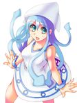  bad_id bad_pixiv_id blue_eyes blue_hair dress from_above hat ikamusume iwato_(celler) long_hair shinryaku!_ikamusume solo tentacle_hair 