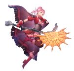  absurdres animal_ears axe bangs battle_axe boots bow capelet cropped_jacket dress elbow_gloves essual_(layer_world) fire_emblem fire_emblem:_three_houses fire_emblem_heroes fire_emblem_warriors:_three_hopes full_body gloves highres hilda_valentine_goneril holding holding_weapon jacket jewelry long_hair official_art pink_dress pink_eyes pink_hair short_sleeves thigh_boots transparent_background weapon 