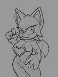 absurd_res anthro armwear big_breasts breasts chiropteran cleavage clothed clothing elbow_gloves eyelashes female gloves greyscale handwear hi_res mammal membrane_(anatomy) membranous_wings monochrome navel_outline paoguu rouge_the_bat sega sketch solo sonic_the_hedgehog_(series) wings 