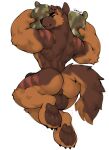  anthro anus balls bulge butt canid canine canis dal_(dal_your_pal) domestic_dog genitals german_shepherd herding_dog hi_res lipecachorrinho looking_at_viewer male mammal muscular muscular_anthro muscular_male pastoral_dog pawpads paws pillow raised_tail scar solo 
