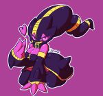  &lt;3 animate_inanimate breasts clothed clothing collar doll dynobutt female humanoid living_doll mega_banette mega_evolution nintendo penny_(plantpenetrator) pokemon pokemon_(species) purple_background purple_body purple_eyes simple_background smile solo video_games zipper zipper_mouth 