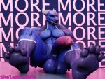  2022 3d_(artwork) abs anthro artist_name balls barefoot big_balls big_feet big_muscles big_penis blue_background bodily_fluids claws digital_media_(artwork) dragon english_text erection feet foot_fetish foreskin genital_fluids genitals hi_res horn huge_balls huge_feet huge_muscles huge_penis humanoid_genitalia humanoid_penis male muscular muscular_anthro muscular_male narrowed_eyes navel non-mammal_balls nude pattern_background pecs penis plantigrade precum saggy_balls scalie simple_background sitting skelebot smile soles solo teeth text text_background thick_penis thick_thighs toe_claws tongue tongue_out valorlynz wao_(e-zoid) 
