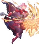  animal_ears axe bangs battle_axe boots bow capelet cropped_jacket dress elbow_gloves essual_(layer_world) fire_emblem fire_emblem:_three_houses fire_emblem_heroes fire_emblem_warriors:_three_hopes full_body gloves highres hilda_valentine_goneril holding holding_weapon jacket jewelry long_hair non-web_source official_art pink_dress pink_eyes pink_hair short_sleeves thigh_boots transparent_background weapon 