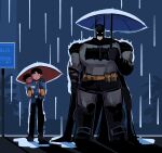  3boys absolute_batman absolute_dc back_spikes bat_mask batman batman_(absolute_dc) batman_(series) batman_symbol belt black_cape bodysuit cape commentary damian_wayne dc_comics dick_grayson english_commentary father_and_child father_and_son flyingdidii grey_bodysuit highres male_focus multicolored_bodysuit multiple_boys parent_and_child superhero_costume taut_bodysuit tonari_no_totoro two-tone_bodysuit utility_belt 