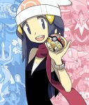  beanie bibarel bidoof black_shirt bracelet bronzong buneary carnivine chatot cherrim cherrim_(sunshine) commentary_request dawn_(pokemon) drifloon empoleon floatzel garchomp gastrodon hat heatran holding holding_poke_ball jewelry kricketune luxray pachirisu piplup poke_ball poke_ball_(basic) pokemon pokemon_(creature) pokemon_brilliant_diamond_and_shining_pearl red_scarf saboteri_(savot) scarf shirt staraptor turtwig white_hat 
