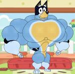 2023 3_toes 4_fingers anthro australian_cattle_dog bandit_heeler biceps big_muscles big_pecs biped black_body black_fur black_nose blue_body blue_fur bluey_(series) canid canine canis casual_nudity cattledog colored detailed digitigrade domestic_dog facial_markings featureless_crotch feet fingers flat_colors floating_eyebrows fur glance gloves_(marking) head_markings herding_dog hi_res huge_muscles huge_pecs hyper hyper_biceps hyper_moobs hyper_muscles hyper_pecs inside leg_markings looking_at_viewer machine male mammal markings mask_(marking) metallic_body moobs multicolored_body multicolored_fur muscular muscular_anthro muscular_male nude pastoral_dog paws pecs pinup pose ribs robot robot_anthro robot_dog small_waist smile smiling_at_viewer socks_(marking) solo standing tan_body tan_fur thick_arms thick_calves thick_thighs toes top_heavy trapezius vein veiny_muscles wasp_waist wide_hips wish-granter