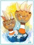  :i binacle border claws closed_mouth commentary_request loki_(regulus_1111) no_humans pokemon pokemon_(creature) pokemon_focus signature 