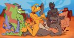 2026 3_toes absurd_res agamid anthro artist_name balls bandage bandage_on_face bandage_on_nose big_feet biped blue-tongued_skink blue_sky brother_(lore) brothers_(lore) brown_body brown_fur chips_(ty) cliff clothing crate dasyuromorph desert digital_media_(artwork) ear_piercing ear_ring erect_nipples erection eyewear facial_piercing facial_scar feet floral_pattern foot_fetish foot_on_face foot_play foot_sniffing footjob footwear frilled_lizard fur genitals goggles green_body group gunnar hi_res holding_leg incest_(lore) incestaroos jewelry kangaroo kerchief lizard macropod male male/male mammal marsupial muscular muscular_male necklace nipple_piercing nipples nose_piercing nose_ring open_mouth open_smile penis piercing plant puffy_the_destroyer purple_body recently_extinct_species reptile ridge_(ty) ring_piercing scalie scar scarf sex shrub sibling_(lore) signature skink sky slim sly_the_tasmanian_tiger smile smiley_(ty) sniffing sockjob socks sun_pattern tan_body tan_fur text thylacine toes tongue tongue_out toothy_grin ty_the_tasmanian_tiger ty_the_tasmanian_tiger_(series) yellow_body yellow_fur