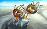  :i anger_vein binacle claws closed_mouth commentary_request flying_sweatdrops kaosu_(kaosu0905) no_humans outline pokemon pokemon_(creature) pokemon_focus rock sweatdrop white_outline 