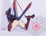  ankle_cuffs anus arms_tied_behind_back avian avian_feet bdsm bodily_fluids bondage bound breasts collar cuff_(restraint) cum cum_drip cum_in_vagina cum_inside dominant dominant_male dripping dripping_vulva excessive_cum excessive_genital_fluids fauxfowl feathers feet female foot_focus generation_3_pokemon genital_fluids hanging_breasts impregnation looking_pleasured male nintendo ovum ovum_with_heart pokemon pokemon_(species) rear_view restraints rope rope_bondage rope_harness rope_suspension saliva saliva_drip sperm_cell spread_legs spreading submissive submissive_female suspension suspension_bondage swellow tail tail_feathers 