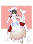absurd_res anthro avealrykun big_diaper blush bodily_fluids breasts clothed clothing diaper diaper_fetish excessive_feces feces female fur genital_fluids hair hi_res huge_diaper hyper hyper_diaper implied_scat machine open_mouth pooping protogen shark_tail simple_background soiled_diaper soiling soiling_diaper solo standing tail unclean_diaper urine used_diaper using_diaper wearing_diaper wet_diaper white_body white_fur