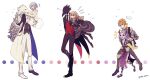  3boys 3girls amputee animal_head black_necktie black_pantyhose black_sclera black_skin black_suit blonde_hair blue_hair caesar_(higyaku_no_noel) caron_(higyaku_no_noel) carrying choker colored_sclera colored_skin demon_boy demon_girl demon_horns dress eyepatch formal frilled_choker frills fur-trimmed_jacket fur_trim gillian_littner grey_skin highres higyaku_no_noel horns jacket light_blue_hair long_hair medical_eyepatch multiple_boys multiple_girls nanoko necktie noel_cerquetti pantyhose princess_carry purple_hair ribelio_strada severed_arm severed_limb short_hair smile spica_(higyaku_no_noel) suit white_dress white_skin white_suit 