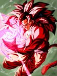  1boy body_fur dougi dragon_ball dragon_ball_gt incoming_attack kamehameha large_pectorals long_hair male_focus monkey_boy monkey_tail muscular muscular_male pectorals pink_fur powering_up sekitsuki_hayato son_goku super_saiyan super_saiyan_4 tail topless_male 