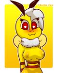  &lt;3 &lt;3_eyes 2022 2d_(artwork) 3:4 :3 absurd_res antennae_(anatomy) anthro arched_back arthropod bedroom_eyes bee biped border breasts butt curvy_figure digital_media_(artwork) english_text eyelashes eyeliner featureless_breasts featureless_crotch female hi_res honny_(zerlix_fox) hymenopteran insect love makeup markings mostly_nude narrowed_eyes nude nude_female red_eyes seductive shaded short_stack signature simple_background small_waist smile solo standing text thin_eyebrows tuft white_border wide_eyed wings yellow_body zerlix_fox 
