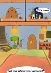 2026 3_panel_comic ambiguous_gender anthro bag bandage beak black_text blue_body book bookshelf cheek_spots clothes_hanger clothing comic decidueye dialogue door english_text exclamation_point eyes_closed floor furniture generation_1_pokemon generation_4_pokemon generation_7_pokemon group hi_res inside lamp looking_at_another motion_lines nintendo one_eye_closed open_mouth open_smile orange_eyes paws pikachu plant plant_pot pokemon pokemon_(species) pokemon_mystery_dungeon potted_plant pupils red_cheeks riolu rug sawlamander sign smile sofa sound_effects speech_bubble spike_chunsoft stairs tail talking_to_another text tree trio wall_(structure) white_pupils white_sclera wood wood_floor yellow_body