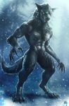 2026 4_toes 5_fingers abs anthro arm_tuft biped black_claws black_lips black_nose broad_shoulders canid canine cheek_tuft chest_tuft claws cool_colors detailed dewclaw digitigrade drakaar ears_back elbow_tuft facial_tuft fangs featureless_crotch feet finger_claws fingers fog forest fur glowing glowing_eyes grey_body grey_fur grey_skin lips long_claws male mammal mane muscular muscular_anthro muscular_male mythological_canine mythological_creature mythology neck_tuft nude nude_anthro nude_male open_mouth outside paws pecs pivoted_ears plant serratus shaded shaggy_fur sharp_teeth skyrim_werewolf smile snout solo standing tail teeth toe_claws toes tongue toothy_smile trapezius tree tuft werecanid werecanine werecreature werewolf yellow_eyes