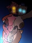 2_heads 2_navels 2_penises 3:4 4_balls absurd_res anthro athletic balls bear big_breasts blue_eyes bow_tie breasts brown_body canid canine clothing dark darkness erection eye_patch eyewear fexa_(cryptiacurves) fox fredina's_nightclub frenni_(cryptiacurves) frooby fused fusion genitals glowing glowing_eyes gold_(metal) gold_tooth gradient_background gynomorph hand_on_hip hat headgear headwear hi_res hook hook_hand illuminated in_the_dark intersex light mammal multi_balls multi_genitalia multi_head multi_penis penis red_body signature simple_background smile smiling_at_viewer solo top_hat yellow_eyes