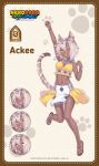  1girl ackee_(nekopara) animal_ear_fluff animal_ears animal_hands apron bell blush bracelet braid breasts brown_fur brown_hair cat_ears cat_girl cat_paws cat_tail character_name cleavage clenched_hands closed_eyes copyright_name dark-skinned_female dark_skin earrings grin hands_up happy jewelry long_tail looking_to_the_side multicolored_fur multicolored_hair name_tag navel necklace nekopara nekopara_sekai_connect official_art one_eye_closed open_mouth paw_print paw_print_background sandals sayori_(neko_works) shiny_skin short_hair skirt smile surprised tail tank_top teeth upper_teeth_only waist_apron white_apron white_fur white_hair yellow_eyes yellow_skirt yellow_tank_top 