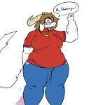 1:1 2026 anthro athena_(unknownaccount11) bedroom_eyes big_breasts blue_bottomwear blue_clothing blue_jeans blue_pants bottomwear breasts broken_horn brown_hair clothing denim denim_bottomwear denim_clothing digit_ring digital_drawing_(artwork) digital_media_(artwork) dragon female floppy_ears fur furred_dragon furred_scalie gesture gold_(metal) gold_jewelry gold_necklace hair hi_res horn jeans jewelry mature_anthro mature_female mythological_creature mythological_scalie mythology narrowed_eyes necklace overweight overweight_anthro overweight_female pants red_clothing red_sweater red_topwear ring scalie seductive slightly_chubby slightly_chubby_anthro slightly_chubby_female solo speech_bubble standing sweater systemshutdown34 tail text thick_thighs topwear waving waving_at_viewer wedding_ring white_body white_fur wide_hips