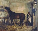 1873 19th_century ancient_art animal_genitalia apron biped bound broom brown_body cleaning_tool clothed clothed_human clothed_male clothing detailed_background doorway duo eating equid equine feral fully_sheathed genitals gustave_courbet hair hay hi_res holding_broom holding_cleaning_tool holding_object hooves horse human humanoid_hands inside leash male male_feral male_human mammal oil_painting_(artwork) painterly painting_(artwork) public_domain quadruped sheath signature stable standing tail traditional_media_(artwork) traditional_painting_(artwork) unguligrade