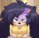  angry anthro big_breasts blush bodily_fluids bottomwear breast_play breasts clothed clothing cum cum_on_chest cum_on_clothing cum_on_face dic_entertainment digital_media_(artwork) duo eulipotyphlan european_hedgehog female four-pundo frown fur furrowed_eyebrows genital_fluids hair hedgehog hi_res looking_at_viewer male male/female mammal purple_body purple_fur purple_hair queen_aleena_hedgehog sega sex sonic_the_hedgehog_(series) sonic_underground sweat sweatdrop sweater tamers12345's_sonic_underground titfuck topwear turtleneck upset 