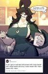 anthro apron big_breasts breasts canid canine canis clothing colored dialogue digital_media_(artwork) female fur green_body green_fur hi_res i_mean_breast_milk mammal meme neosavias text wolf 