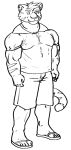  abs anthro biceps black_and_white clothed clothing digital_media_(artwork) felid fur hair line_art looking_at_viewer male mammal monochrome muscular muscular_anthro muscular_male pantherine pecs simple_background smile solo tiger topwear tyberius_six white_background zachsroom 