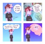 4_panel_comic absurd_res anthro antlers athens_(heresvix) brown_hair clothing deer dot_eyes english_text fur hair half-closed_eyes heart_symbol heresvix hi_res horn humor inner_monologue male mammal narrowed_eyes shirt simple_eyes solo t-shirt tan_body tan_fur tan_highlights text thinking thought_bubble topwear