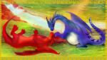 2011 2_horns 3_toes 4_toes artist_name belly bent_legs big_belly black_claws black_horn black_kitty blue_body blue_claws blue_eyes blue_membrane blue_scales blue_spines blue_tail blue_wings border claws closed_smile colored dated day digital_drawing_(artwork) digital_media_(artwork) dragon duo english_description european_mythology eye_contact eyelashes feet female female_feral feral frill_(anatomy) grass grey_membrane happy heart_symbol horn leaning_on_rock light lighting long_tail looking_at_another luna_ulhar lying lying_on_grass lying_on_ground male male/female male_feral membrane_(anatomy) membranous_wings mouth_closed mythological_creature mythological_scalie mythology neck_frill on_back on_grass on_ground outside path plant pregnant pregnant_female pregnant_feral purple_eyes quadruped red_horn red_membrane red_tail red_wings river rock scales scalie shaded smile smiling_at_another smiling_at_each_other tail tail_spines talonblaze text toe_claws toes water western_dragon white_belly winged_dragon wings yellow_border