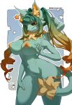2026 4_arms absurd_res alien antennae_(anatomy) anthro areola artist_name bangs big_breasts biped breasts brown_eyes cheek_tuft closed_smile colored_nails curvy_figure digital_drawing_(artwork) digital_media_(artwork) facial_tuft felid feline female female_anthro fingernails fur glistening glistening_eyes glitter gradient_background gradient_hair green_hair hair hand_on_leg hand_on_thigh hi_res hourglass_figure inner_ear_fluff long_hair looking_at_viewer makeup mammal mouth_closed multi_arm multi_limb nails navel nipples nude nude_anthro nude_female orange_areola orange_fingernails orange_hair orange_inner_ear orange_inner_ear_fluff orange_nails orange_nipples portrait puffy_areola raised_arms signature simple_background small_waist smile solo standing tail tail_tuft teal_body teal_fur text thick_thighs three-quarter_portrait three-quarter_view tuft twintails_(hairstyle) two_tone_tail wide_hips zeep_(zeminachan) zeminachan