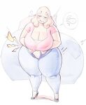 anthro big_breasts big_butt blush bottomwear breasts butt cleavage clothed clothing curvy_figure denim denim_bottomwear denim_clothing eyes_closed female floppy_ears footwear full-length_portrait fur hi_res high_heels horn huge_breasts huge_butt jeans long_ears mature_anthro mature_female oanju overweight overweight_anthro overweight_female pants portrait shoes solo thick_thighs toriel unbuttoned undertale_(series) voluptuous white_body white_fur wide_hips