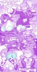 4_panel_comic absurd_res alien animal_print big_breasts blargen69 breasts comic cosmic_hair cow_print cowbell cowprint_leggings dialogue duo ethereal_hair eyelashes female fi-fi_(blargen69) floating freckled_breasts freckled_face freckles goo_hair hair hi_res huge_breasts human humanoid mammal monochrome multicolored_body pasties pointy_ears pseudo_hair purple_body purple_hair ringed_eyes speech_bubble star_pasties text two_tone_body