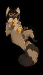  2018 anthro big_pupils black_background black_body black_ears black_fur black_hair brown_eyes butt_tuft can chest_tuft chips_(food) container dated famir_(artist) featureless_crotch fluffy fluffy_tail food front_view full-length_portrait fur glistening glistening_eyes gloves_(marking) grey_body grey_fur hair hi_res holding_can holding_container holding_object knee_tuft leg_markings leg_tuft looking_at_viewer male mammal markings nude open_mouth open_smile pink_tongue portrait procyonid pupils raccoon shoulder_tuft signature simple_background smile socks_(marking) solo striped_markings striped_tail stripes tail_markings tongue tuft 