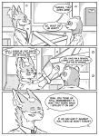  absurd_res ambiguous_gender anthro black_and_white box clothed clothing comic container dialogue duo hi_res inner_ear_fluff inside jeff_(kifyun2) kif_yppreah kifyun2 monochrome simple_background speech_bubble text tuft warehouse 