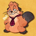 2026 accessory beaver beaver_tail brown_body brown_fur brown_nose buckteeth chest_tuft closed_smile countershading digital_drawing_(artwork) digital_media_(artwork) disney dotted_necktie emoji_description feral flat_colors full-length_portrait fur grey_paws grey_tail head_tuft hi_res hoppers_(disney) jerry_generazzo m11quda male male_feral mammal monotone_background mouth_closed narrowed_eyes necktie on_hind_legs pattern_necktie pixar portrait purple_necktie raised_tail rodent simple_background smile smug tail tan_body tan_countershading teeth tuft whiskers yellow_background
