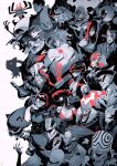  6+boys aku_(samurai_jack) beard birthmark bomb_devil_(chainsaw_man) breasts chainsaw_man character_request cleavage commentary crossover dio_brando earrings english_commentary everyone evil_smile facial_hair felipe_magana fiery_hair fullmetal_alchemist glasses grin hades_(disney) hair_slicked_back hat helmet hercules_(1997_movie) jewelry joestar_birthmark jojo_no_kimyou_na_bouken long_hair makeup mask mojo_jojo monochrome multiple_boys multiple_crossover muscular muscular_male mustache powerpuff_girls robot samurai_jack sharp_teeth short_hair smile star_(symbol) stardust_crusaders sunglasses tattoo teeth tengen_toppa_gurren_lagann topless_male translation_request vampire 