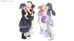  absurdres ahoge amegari_no_iris_(idolmaster) begrazia_(idolmaster) beret black_overskirt blonde_hair blush boots braid brown_eyes brown_hair commentary_request crop_top dress earrings fujita_kotone gakuen_idolmaster green_hair hair_flaps hanami_saki hanami_ume hat hataya_misuzu high_heels highres idolmaster jacket jewelry juo_sena long_hair low_twin_braids midriff miniskirt multicolored_jacket multiple_girls navel oonouni open_mouth pants pink_jacket puffy_sleeves purple_hair re;iris_(idolmaster) ribbon shoes short_hair shorts skirt sleeveless sneakers star-mine_(idolmaster) tsukimura_temari twin_braids two_side_up white_background 
