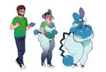  2022 absurd_res anthro azumarill beard big_breasts blackshirtboy blue_body bottomwear breast_growth breasts brown_hair butt butt_expansion clothing curvy_figure digital_media_(artwork) expansion eyewear facial_hair female gender_transformation generation_2_pokemon glasses green_clothing green_shirt green_topwear growth hair hi_res huge_breasts human human_to_anthro jewelry male mammal mtf_transformation nintendo pants pokemon pokemon_(species) shirt simple_background solo species_transformation surprise tail_growth topwear transformation video_games voluptuous white_background white_high_heels wide_hips 