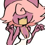  eyeless female fingers hair humanoid open_mouth pink_hair purple_body sharp_teeth simple_background solo squiddoggy teeth teeth_showing white_background yellow_mouth 