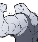  big_muscles blush blush_lines clothing dark_clothing dinosaur dynogreeno flexing flexing_bicep hi_res largo_(dynogreeno) male muscular muscular_male reptile scalie shirt simple_background solo tank_top topwear white_background 